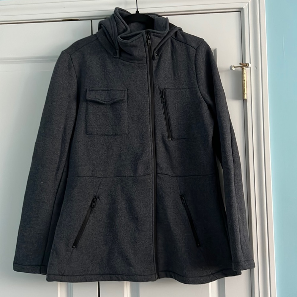 Hurley Hooded Jacket with asymmetrical zip.